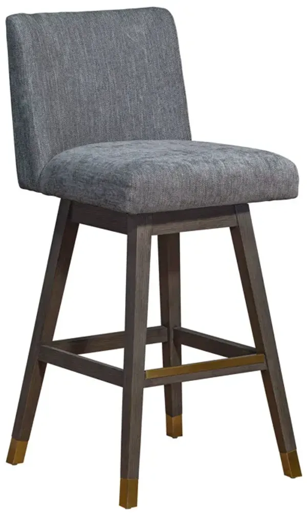 30" Solid Wood Swivel Bar Height Bar Chair - Gray