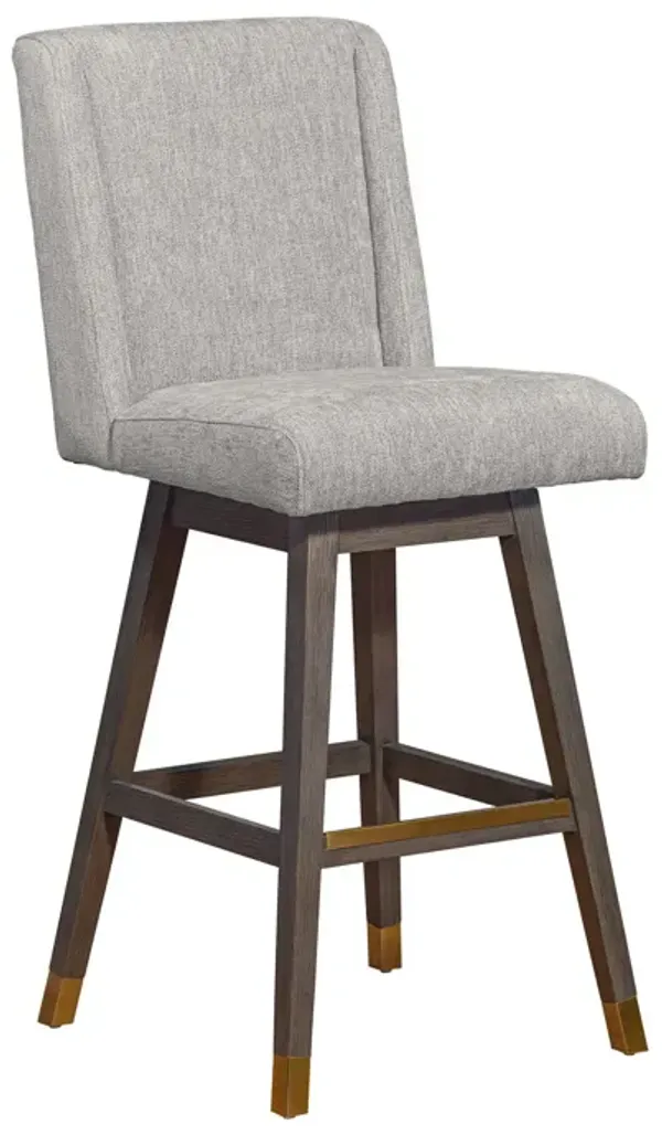 Solid Wood Swivel Bar Chair - Mocha And Gray