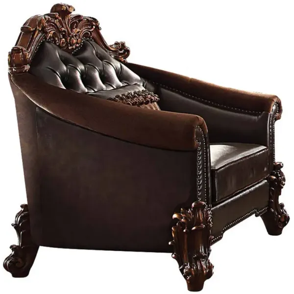 Faux Leather Tufted Barrel Chair - Dark Brown