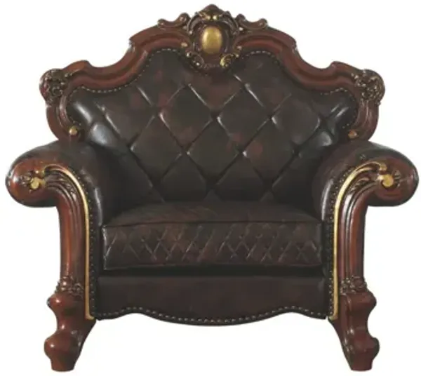 Faux Leather Tufted Arm Chair - Chocolate