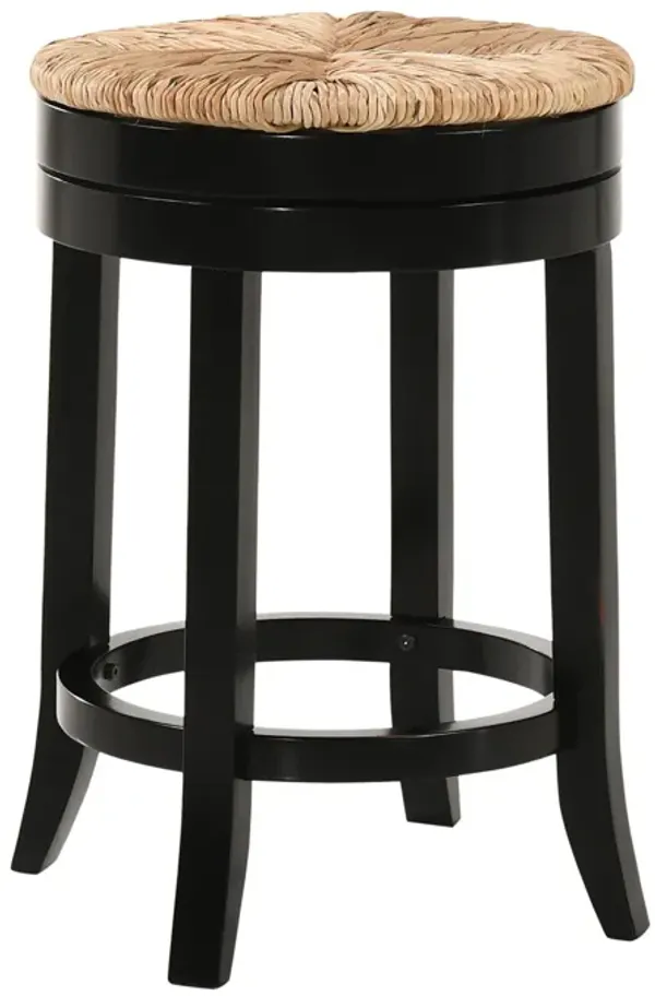 Solid Wood Swivel Backless Counter Height Bar Chair - Natural And Black