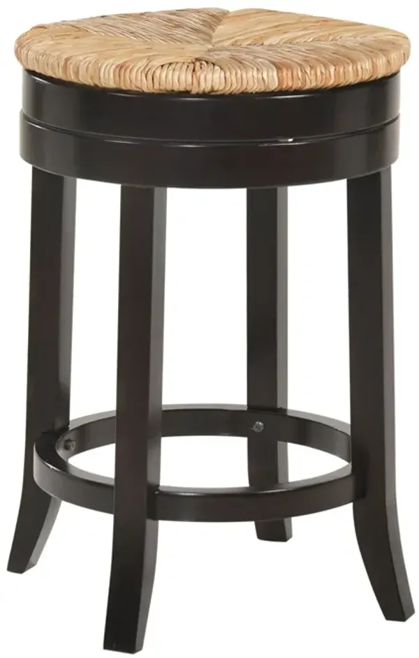 Solid Wood Swivel Backless Counter Height Bar Chair - Natural And Espresso