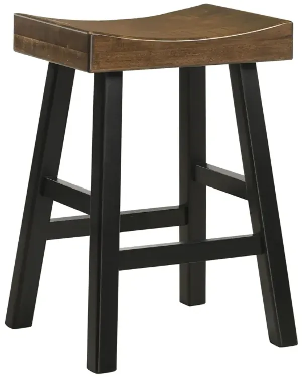 Solid Wood Backless Counter Height Bar Chair - Brown And Black