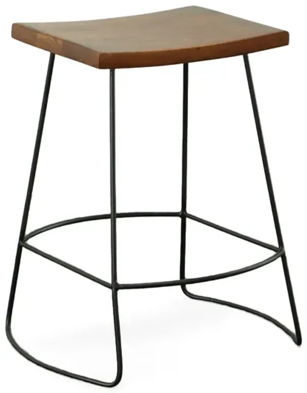 Steel Backless Counter Height Bar Chairs (Set of 2) - Chestnut And Black