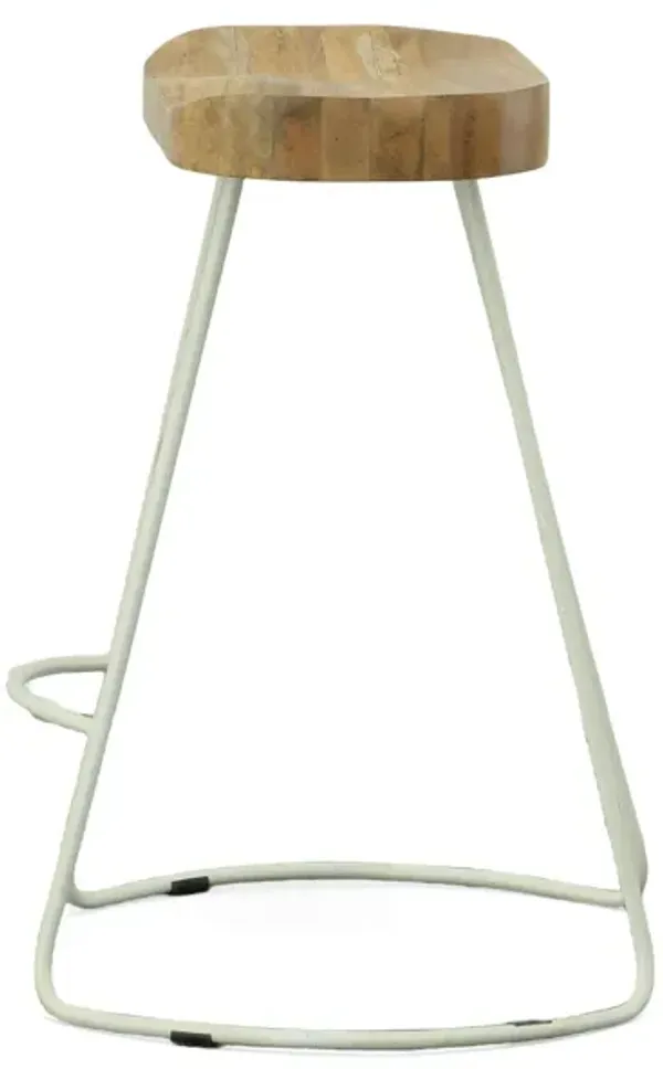 Steel Backless Counter Height Bar Chairs (Set of 2) - Natural And White
