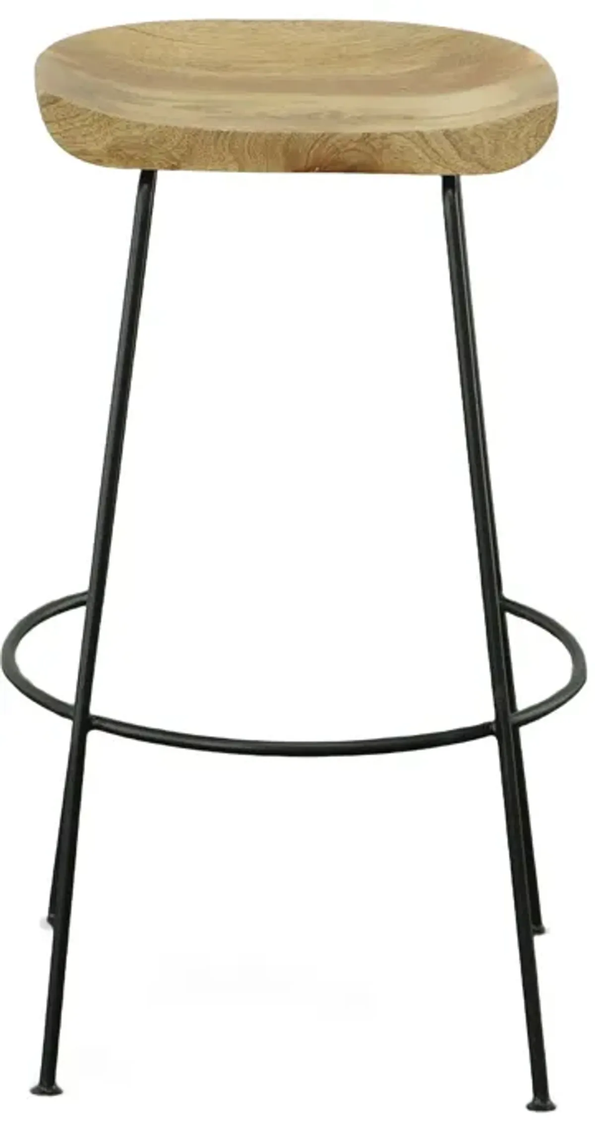 31" Steel Backless Bar Height Bar Chairs (Set of 2) - Natural And Black