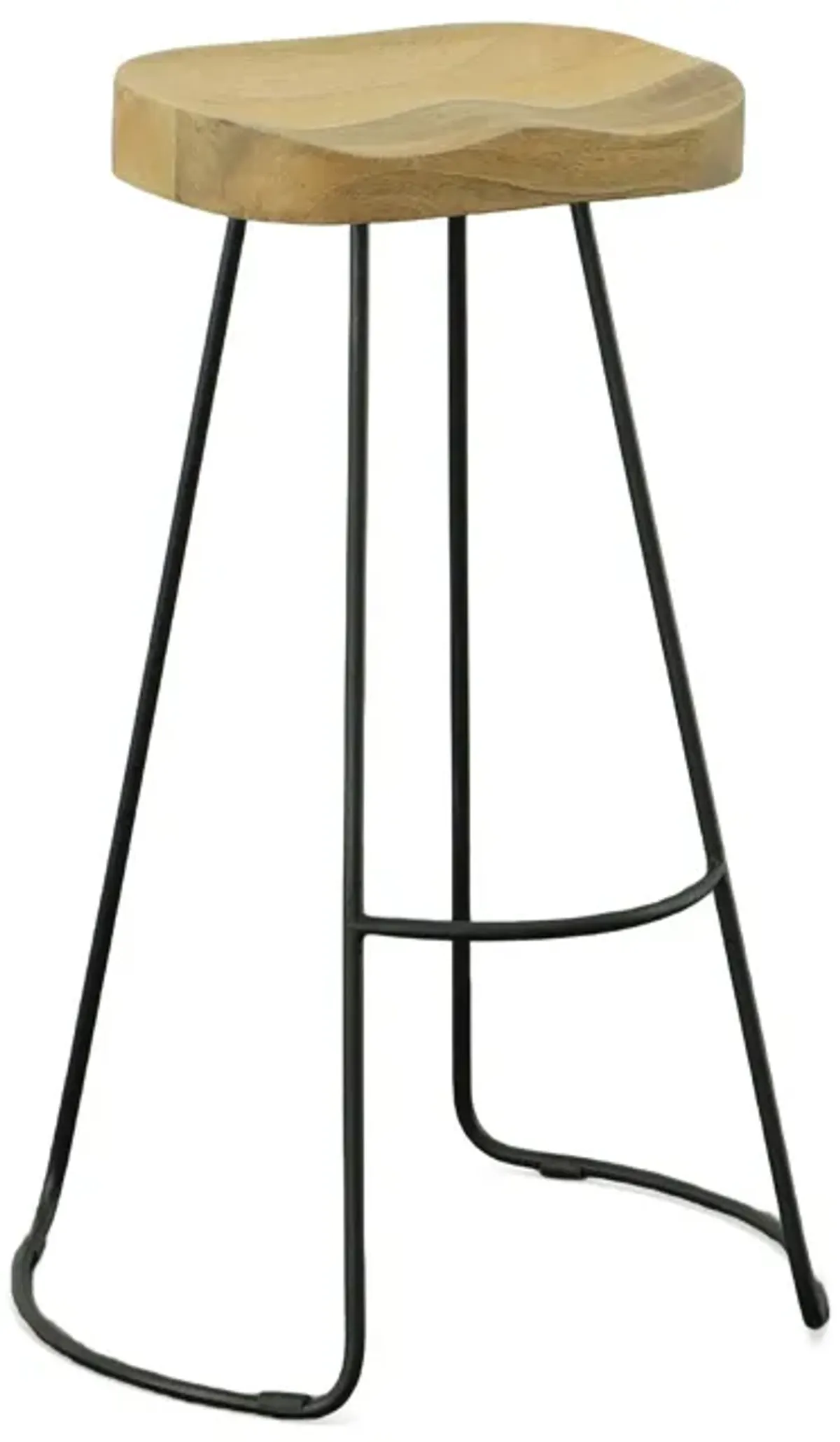 31" Steel Backless Bar Height Bar Chairs (Set of 2) - Natural And Black