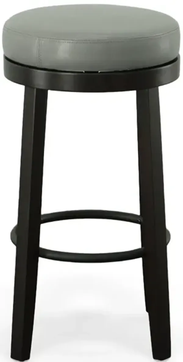 Faux Leather And Solid Wood Swivel Backless Bar Height Bar Chairs (Set of 2) - Gray And Espresso