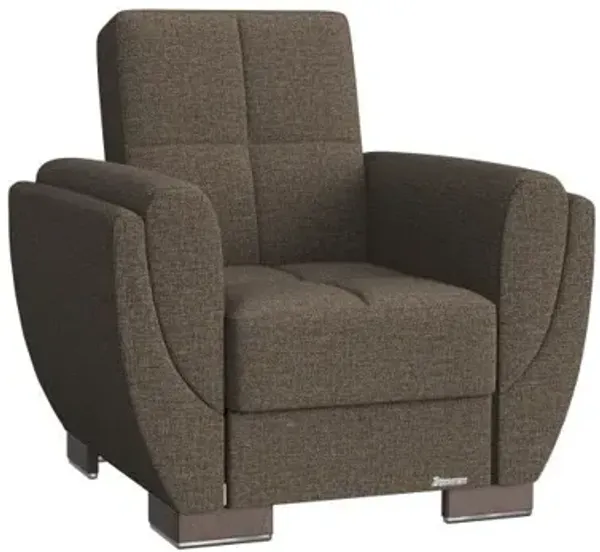36" Microfiber And Gray Tufted Convertible Chair - Dark Gray