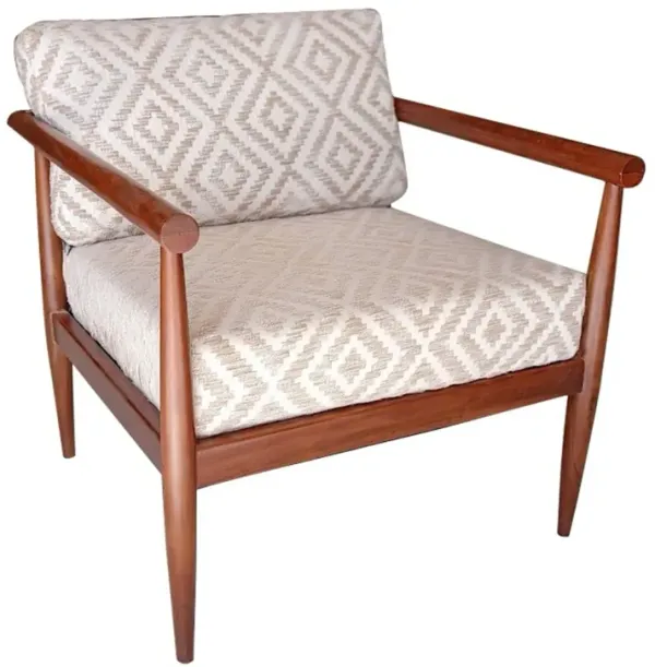 Fabric Geometric Arm Chair - Beige And Brown