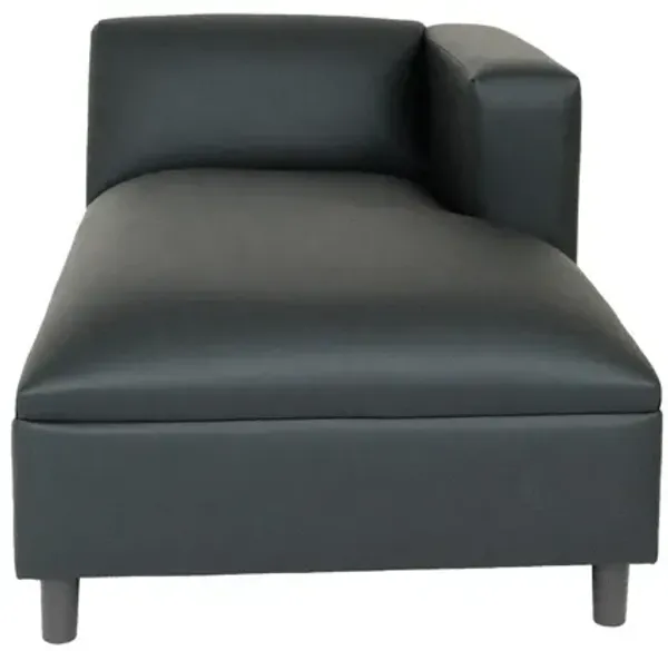 Faux Leather Lounge Chair - Black