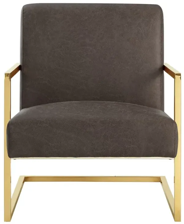 Faux Leather Arm Chair - Tan And Gold