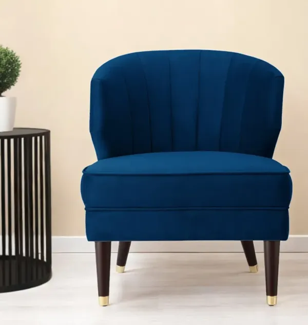 And Gold Velvet Tufted Wingback Chair - Navy Blue And Black
