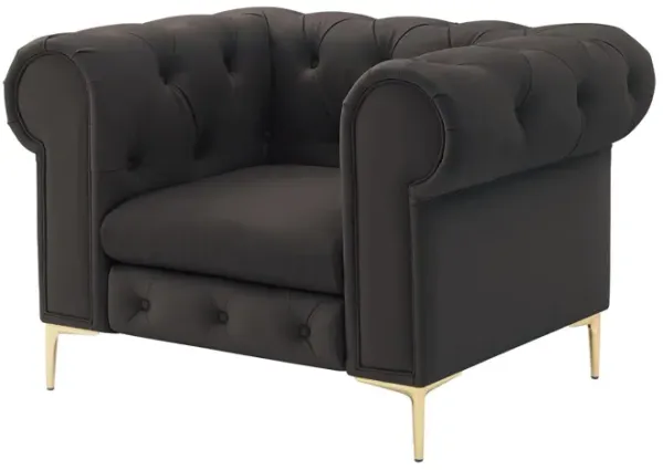 Tufted Chesterfield Chair - Black And Gold