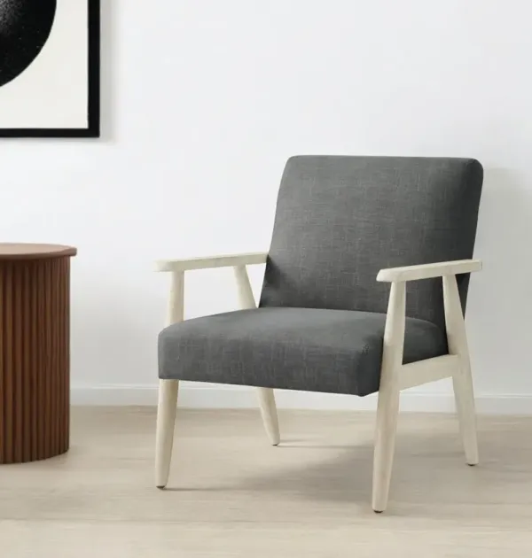 Linen Arm Chair - Charcoal And Off White