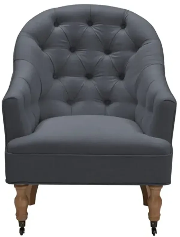31" Linen Tufted Arm Chair - Dark Gray And Brown