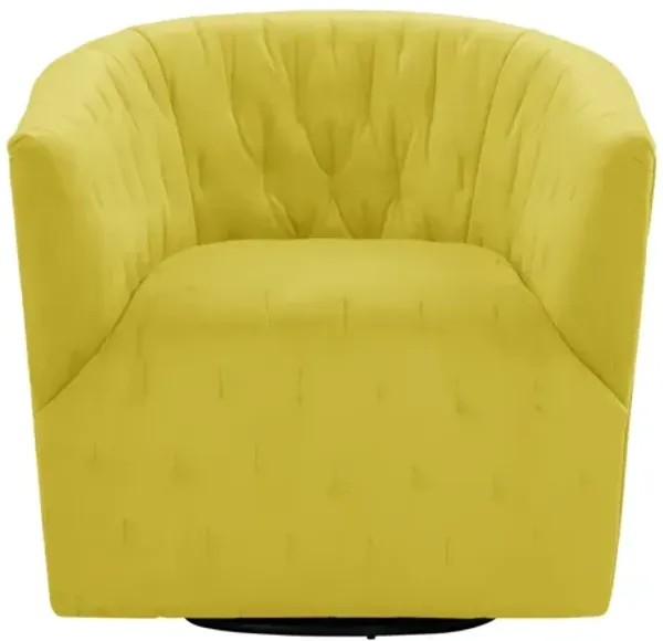 Velvet Tufted Swivel Barrel Chair - Yellow