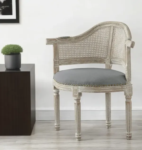 Linen Arm Chair - Gray And Beige
