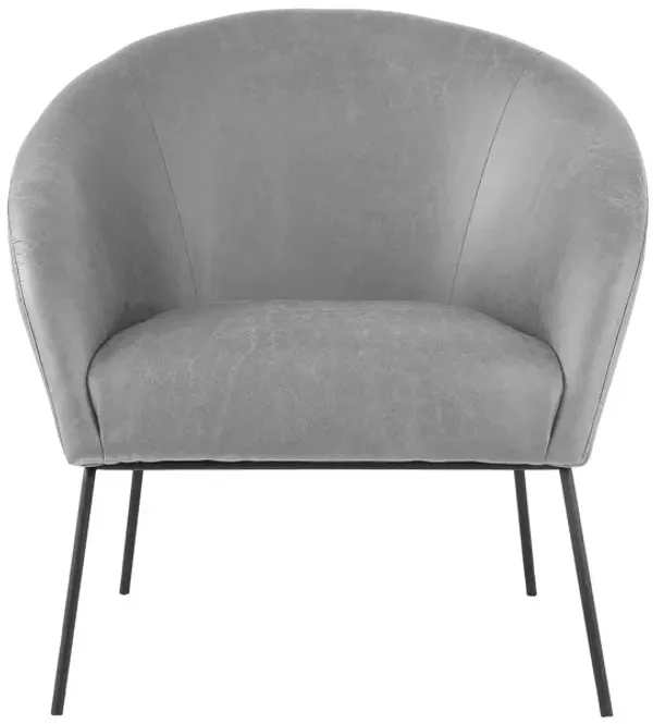 Faux Leather Barrel Chair - Light Gray And Black