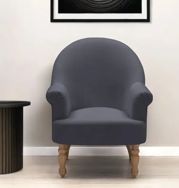 Linen Arm Chair - Dark Gray And Brown