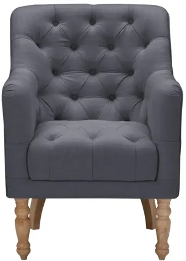 32" Linen Tufted Arm Chair - Dark Gray And Brown