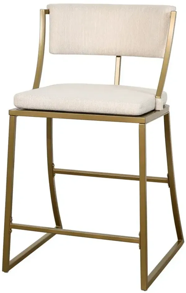 Steel Low Back Counter Height Bar Chair - Beige And Antiqued Brass