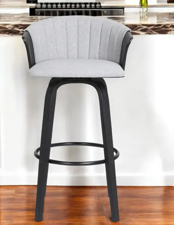 Fabric Swivel Counter Height Bar Chair - Light Gray And Black
