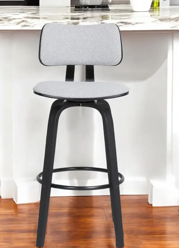 Fabric Swivel Low Back Counter Height Bar Chair - Light Gray And Black