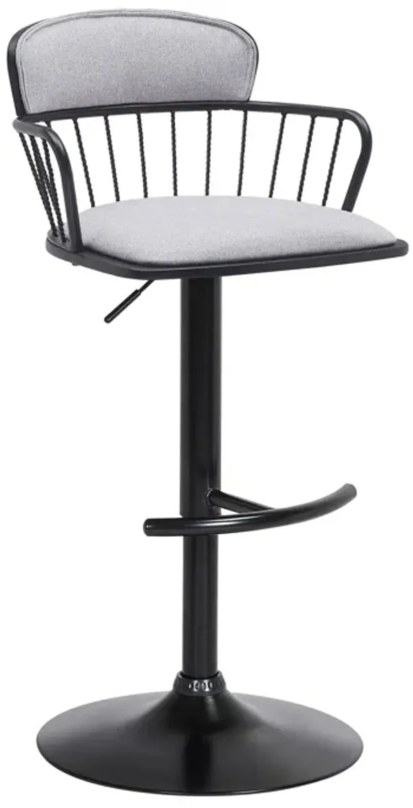 Fabric With Metal Swivel Low Back Adjustable Height Bar Chair - Light Gray And Black