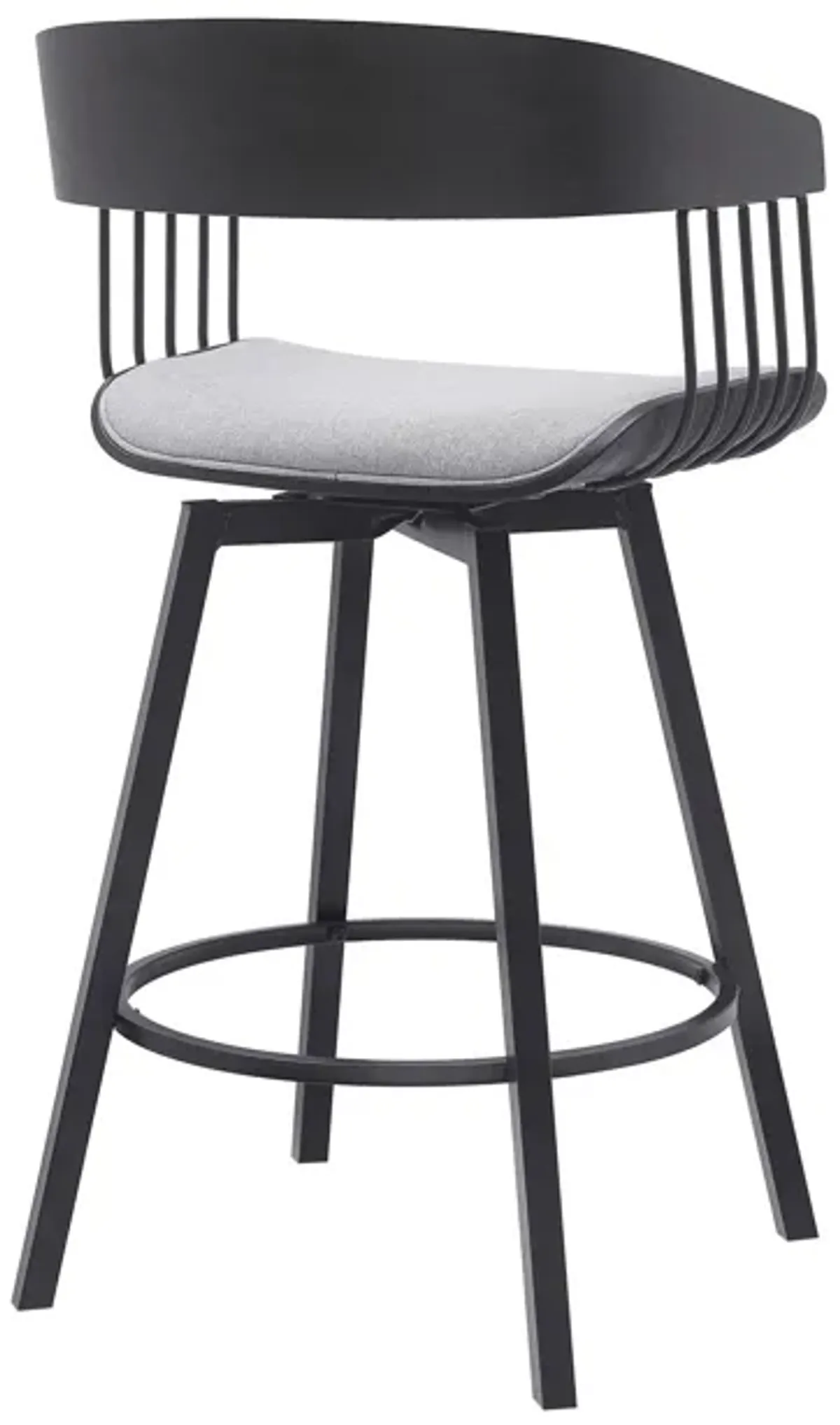 Fabric With Metal Swivel Counter Height Bar Chair - Light Gray And Black
