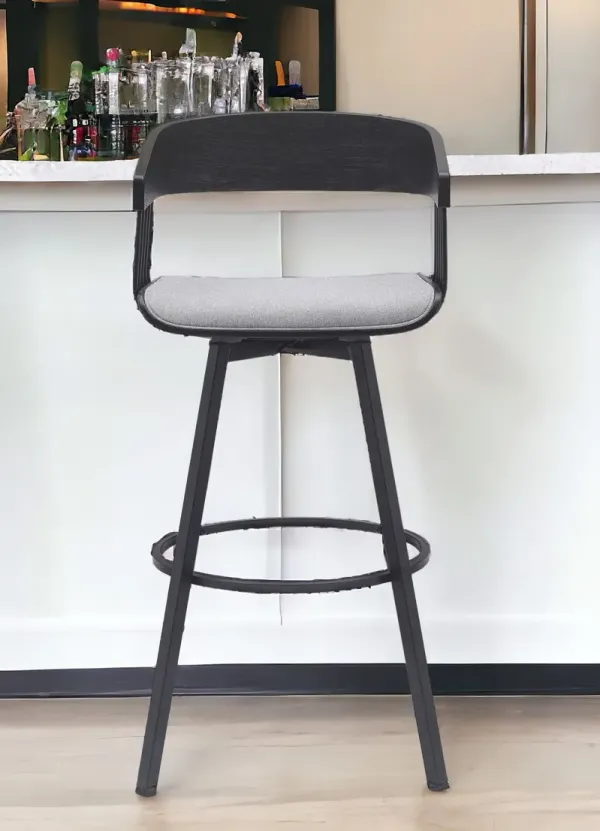 Fabric With Metal Swivel Bar Height Bar Chair - Light Gray And Black