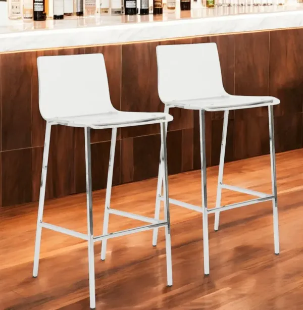 Acrylic And Steel Low Back Bar Height Bar Chairs (Set of 2) - Clear And Silver
