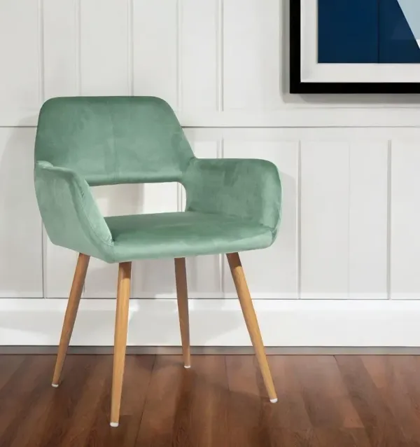 Velvet Arm Chair - Green And Brown