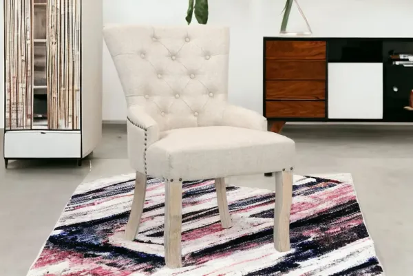 Fabric Tufted Arm Chair - Beige