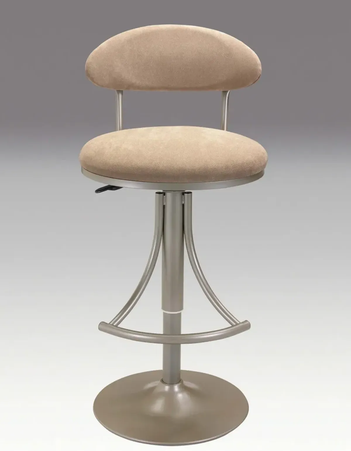 Velvet And Metal Low Back Adjustable Height Bar Chair - Brown And Silver
