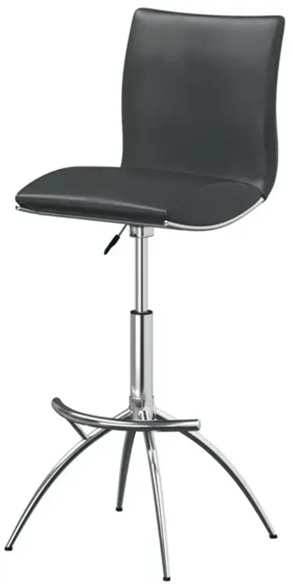 Faux Leather And Metal Low Back Adjustable Height Bar Chairs (Set of 2) - Gray And Silver