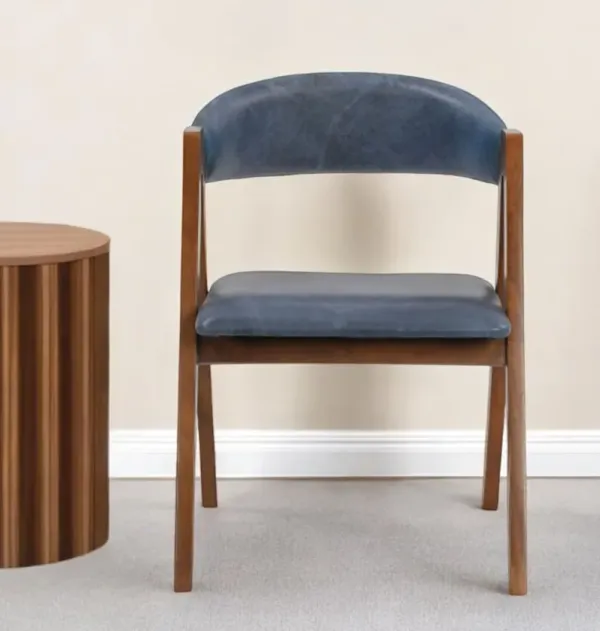 Genuine Leather Arm Chair - Blue And Brown