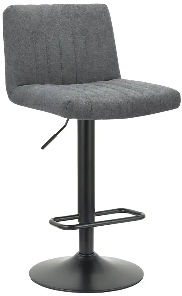 Fabric And Metal Low Back Adjustable Height Bar Chairs (Set of 2) - Gray And Black