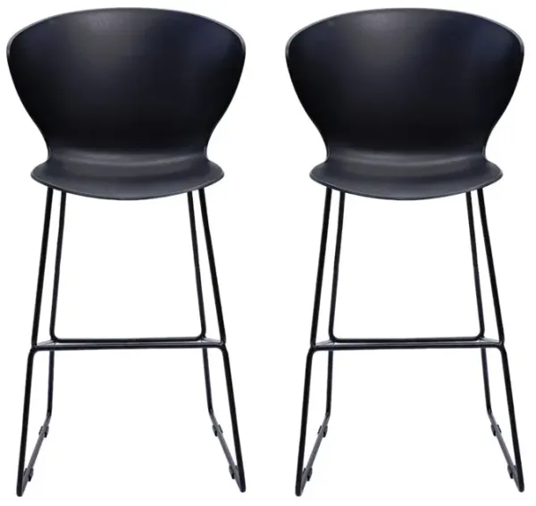26" Low Back Counter Height Bar Chairs (Set of 2) - Black