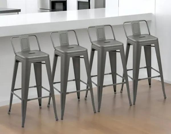 Metal Low Back Counter Height Bar Chairs (Set of 4) - Gray