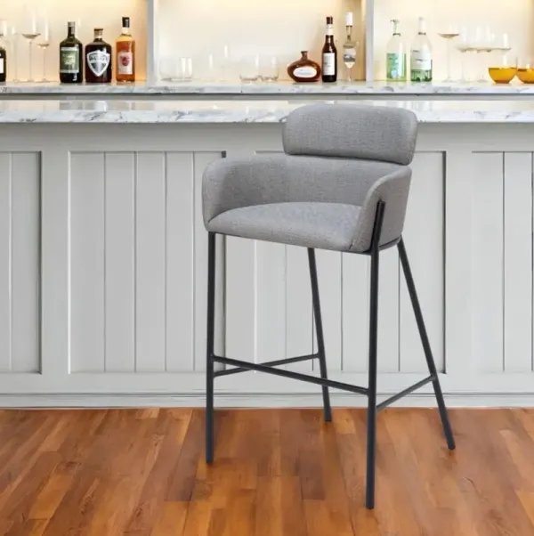 Fabric And Steel Bar Height Bar Chair - Slate Gray And Black