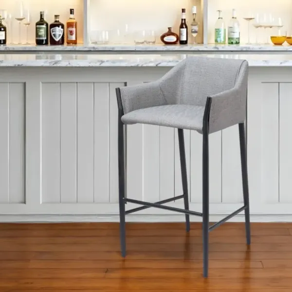 30" Fabric And Steel Bar Height Bar Chair - Slate Gray And Black