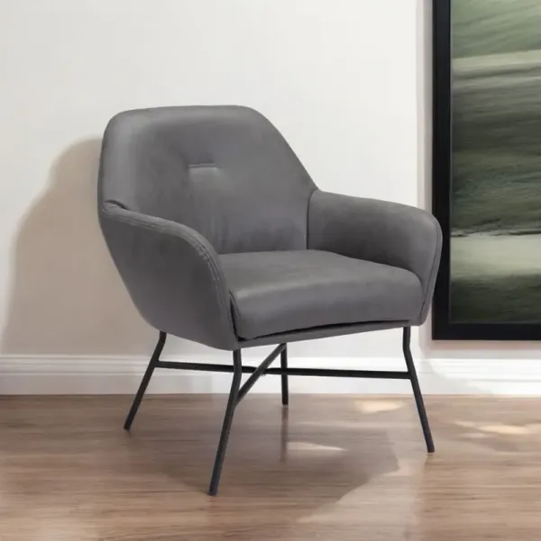 25" Faux Leather Arm Chair - Gray And Black