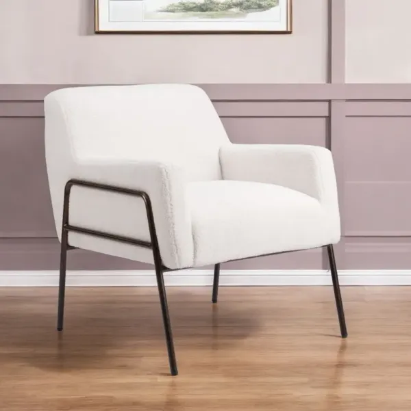 Sherpa Arm Chair - White And Bronze