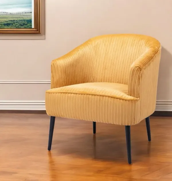 Corduroy Tufted Arm Chair - Yellow And Black