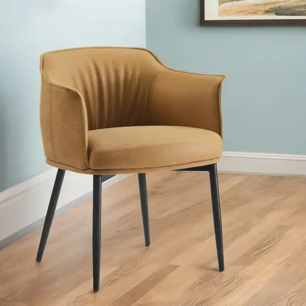 Faux Leather Distressed Arm Chair - Camel And Black