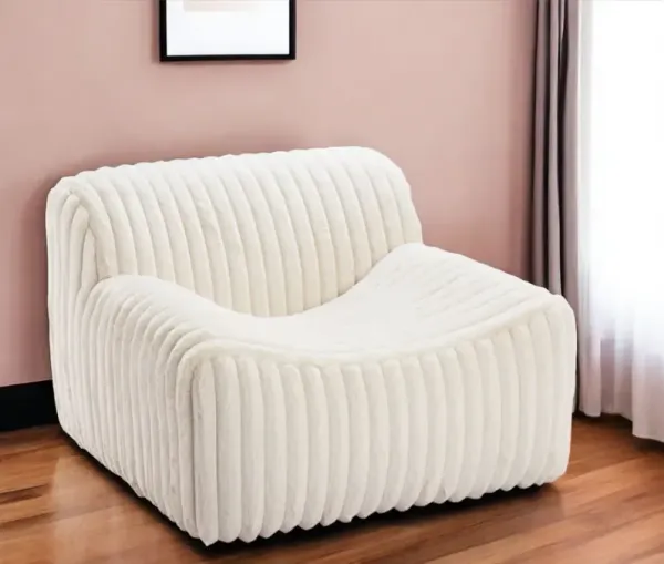 Faux Fur Tufted Lounge Chair - Cream