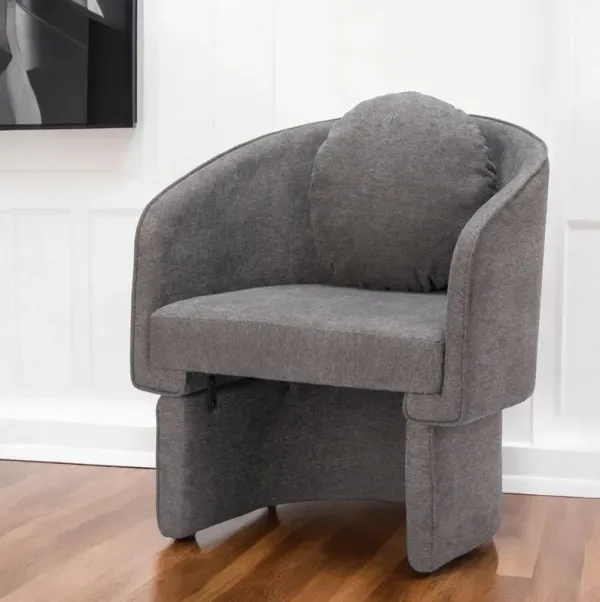 Fabric Barrel Chair And Toss Pillow - Gray