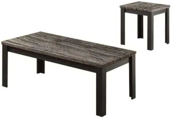 2 Piece Faux Marble Pack Coffee And End Table Set - Black