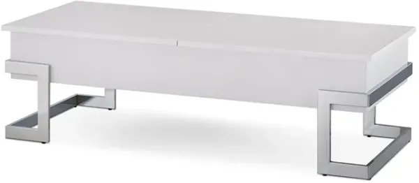 Metal Lift Top Coffee Table - White And Silver